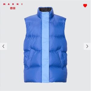 Uniqlo and Marni collab oversized blue down puffer vest NWT